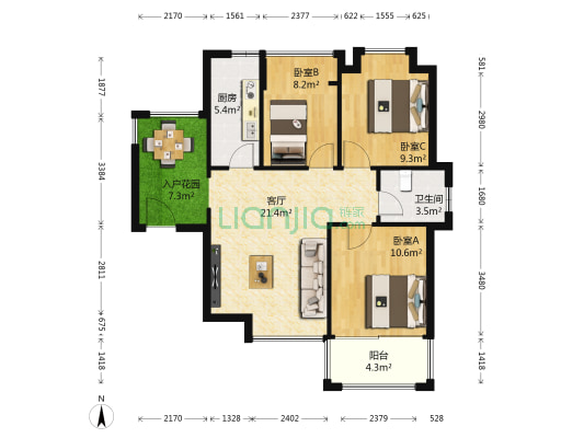 华一·红树林 3室1厅1卫 87平方