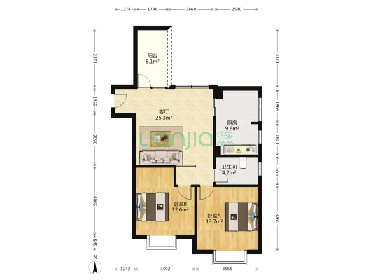 东葛 · 永凯城 2室1厅1卫 100平方