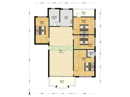 威龙花苑 4室1厅2卫 169平方