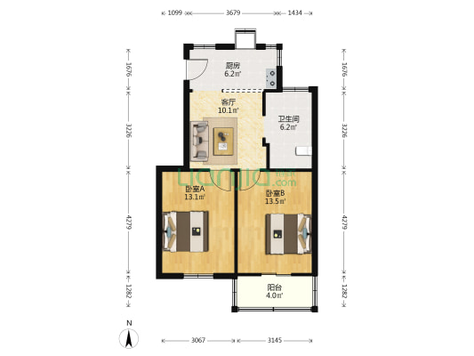 民主路一村 2室1厅1卫 61平方