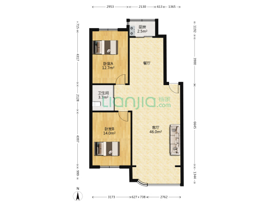 长春豪园山水湾 2室1厅1卫 97平方