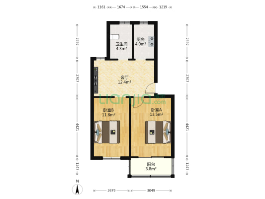甫淞苑 2室1厅1卫 65平方