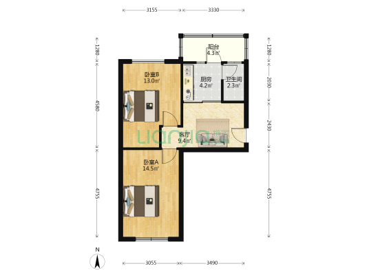 铁路社区 2室1厅1卫 56平方