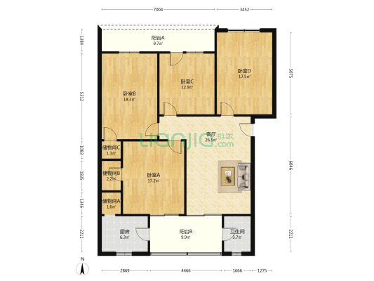 大南街69号 4室1厅1卫 149平方