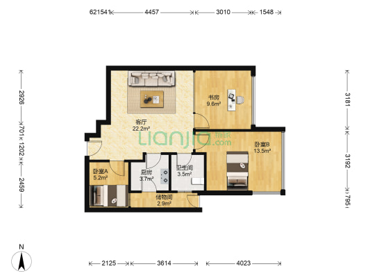 城市华庭 3室1厅1卫 89平方