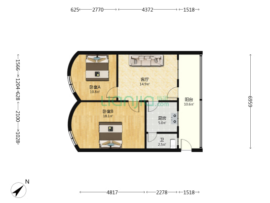 新民街249号 2室1厅1卫 57平方