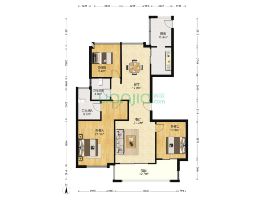城上城 3室2厅2卫 140平方