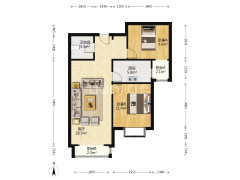 香邑溪谷 2室1厅 南-涿州香邑溪谷户型图