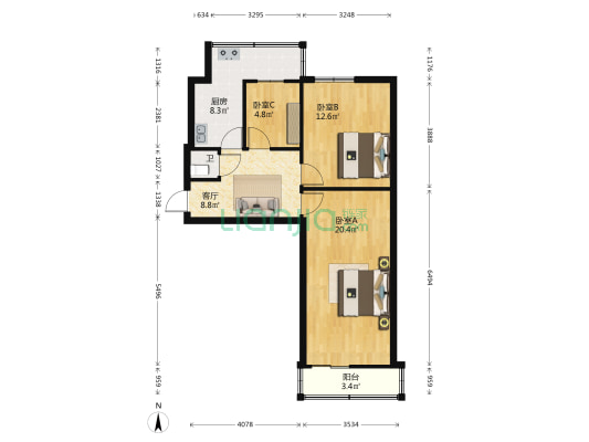 电石苑小区 3室1厅1卫 70平方