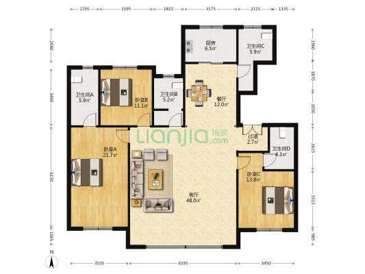 保利西山林语 3室2厅4卫 170平方
