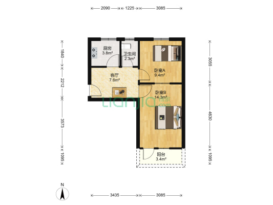 河南机电学校家属院 2室1厅1卫 49平方