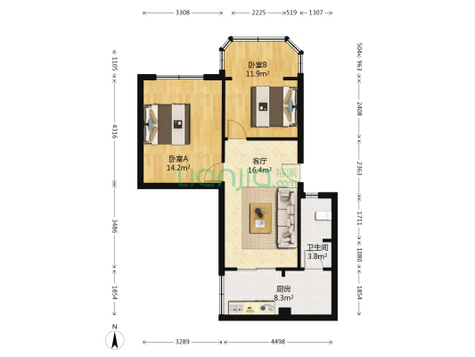 建华南巷1号 2室1厅1卫 63平方