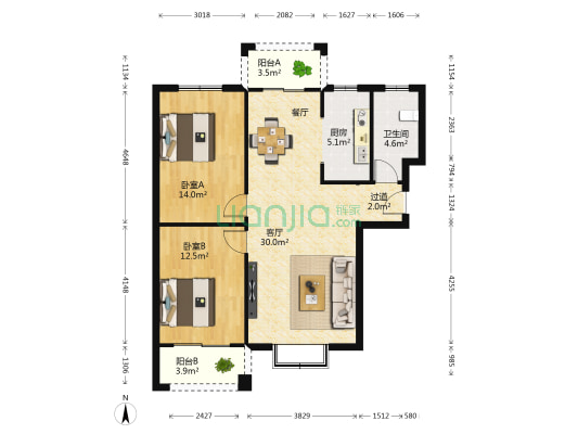 福祥小区 2室1厅1卫 93平方