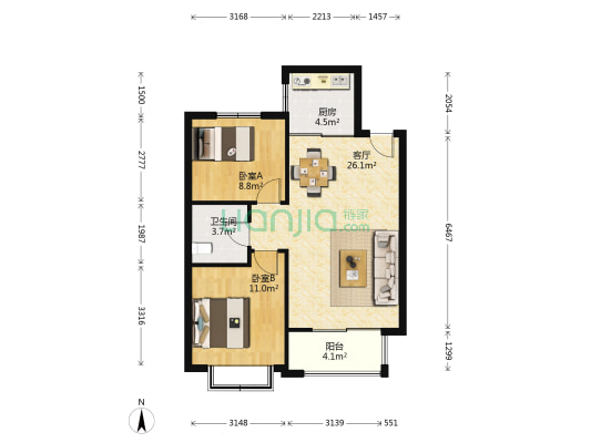 上庄社区东区 2室1厅1卫 83平方