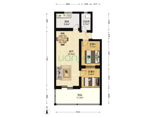 义宾南区 2室1厅1卫 57平方