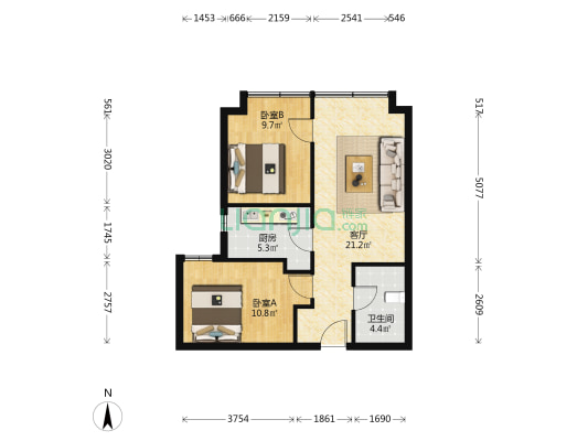 海景芯苑 2室1厅1卫 79平方