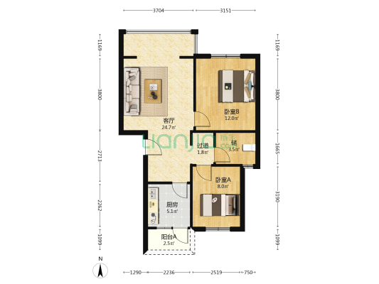 黄渡小区一期 2室1厅0卫 70平方