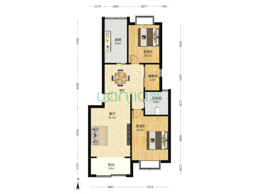 四季宜景苑 2室1厅1卫 93平方