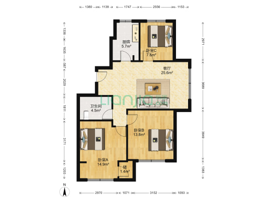 西班牙印象二期 3室1厅1卫 104平方