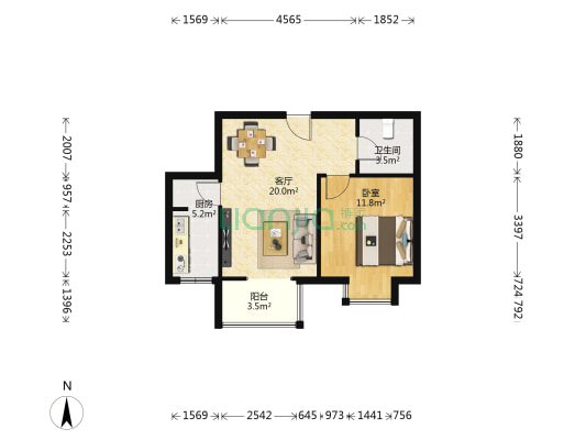 枫韵沁园 1室1厅1卫 61平方