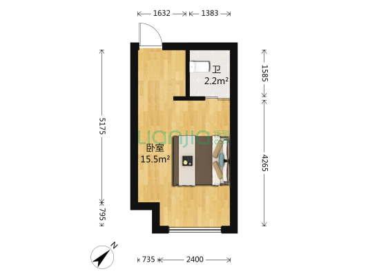 金鼎新世界 1室0厅1卫 25平方