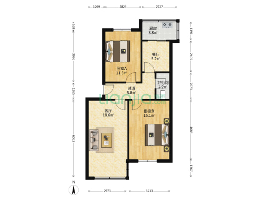 省商务厅家属院 2室2厅1卫 80平方