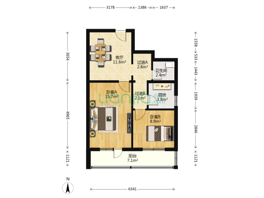 万寿路26号院 2室1厅1卫 70平方