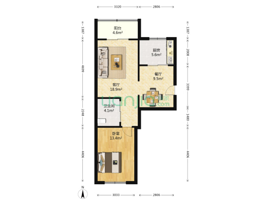 夏语园 1室2厅1卫 73平方