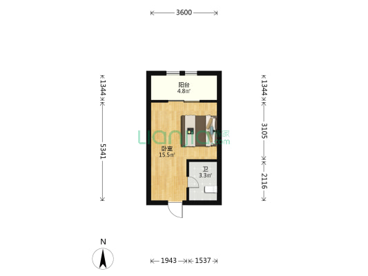 七街十二府 1室0厅1卫 32平方