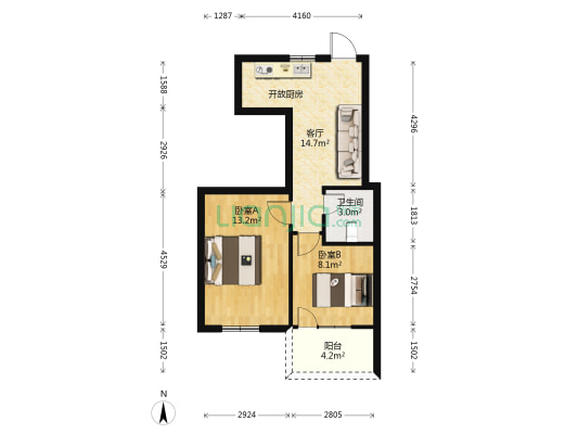锦绣华庭 2室1厅1卫 56平方