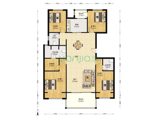 正商珑湖上境 4室1厅3卫 179平方