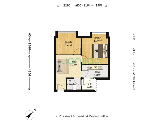 南华佳苑 2室1厅1卫 50平方