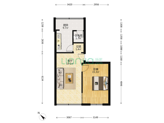 新村河边街15号院 1室1厅1卫 55平方