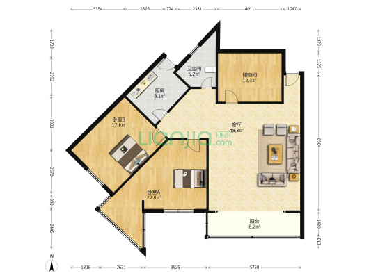 盛世大厦 2室1厅1卫 156平方