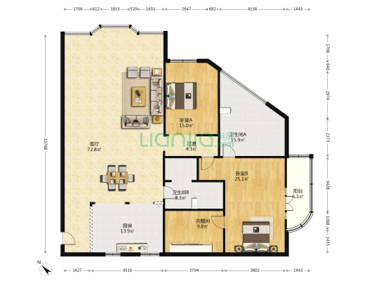 紫薇苑 2室1厅2卫 212平方