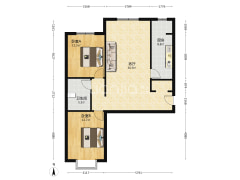 北京理想城 南北大两居 中间楼层 室内带一个储物间-涿州北京理想城户型图