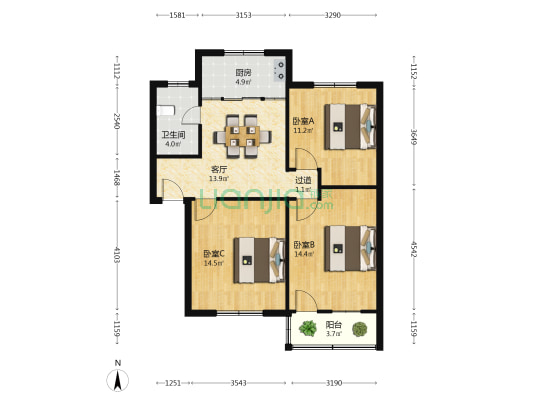 东兴街 3室1厅1卫 81平方