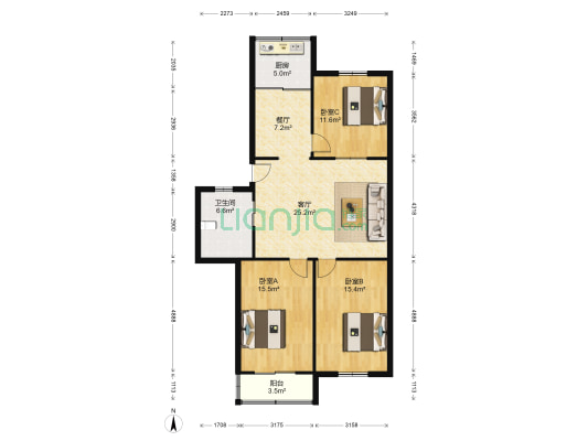 桃花坞新村十区 3室2厅1卫 115平方