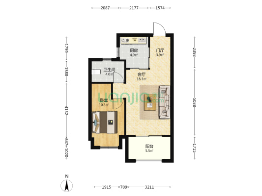 南山·湾玺壹号 1室1厅1卫 62平方