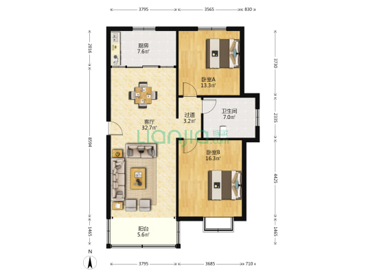 赵庄新邨 2室1厅1卫 115平方