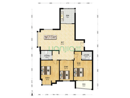 十八家景苑 3室1厅2卫 141平方