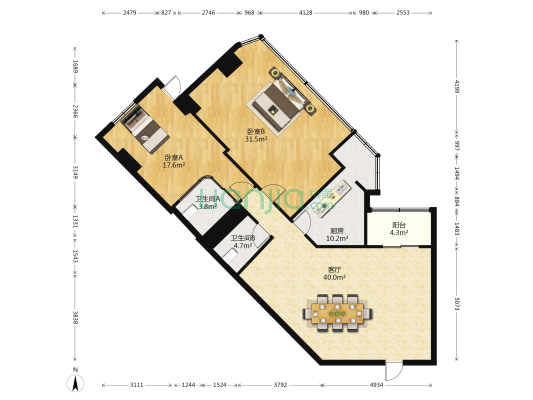 先施大厦 2室1厅2卫 141平方