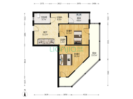 调丰里 2室1厅1卫 86平方