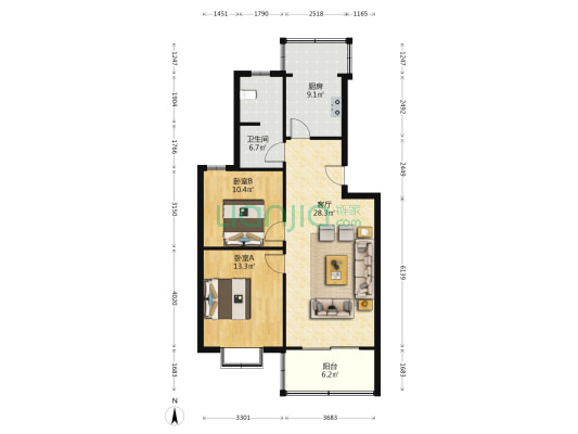 久地雅苑 2室1厅1卫 92平方