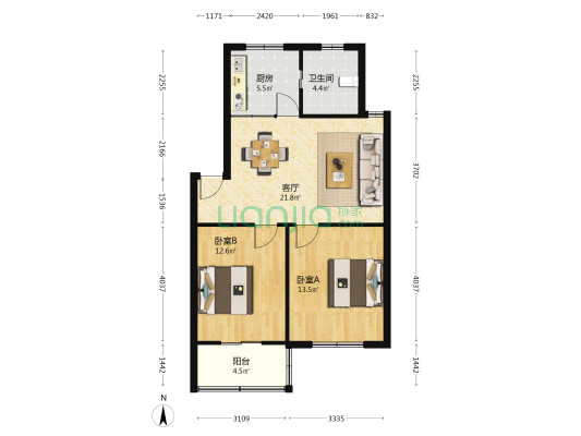 后周社区孙权路 2室1厅1卫 74平方