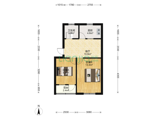 黄土坑东路122号 2室1厅1卫 53平方