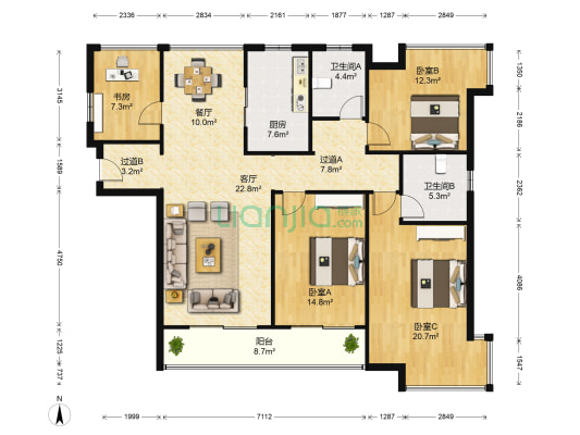 第九园 4室2厅2卫 141平方
