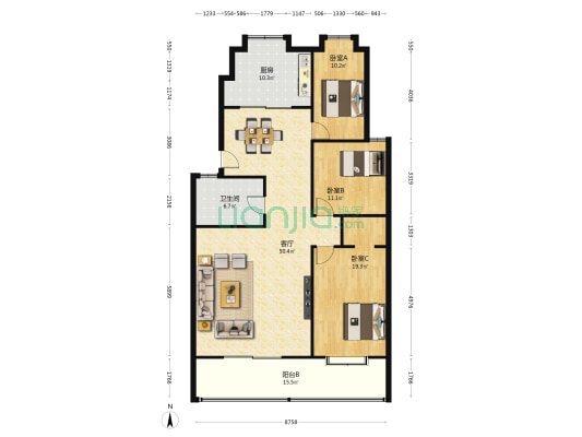 襄阳能源集团有限公司家属院 3室1厅1卫 147平方