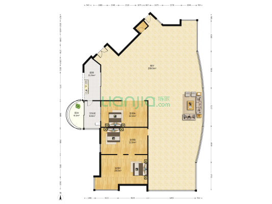 世纪嘉园 3室1厅1卫 349平方