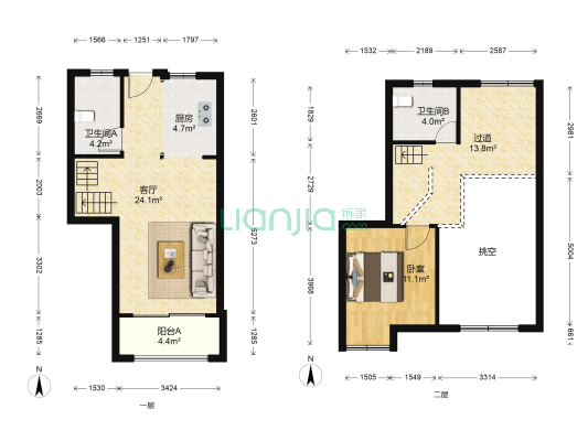 金地名悦 1室1厅2卫 97平方